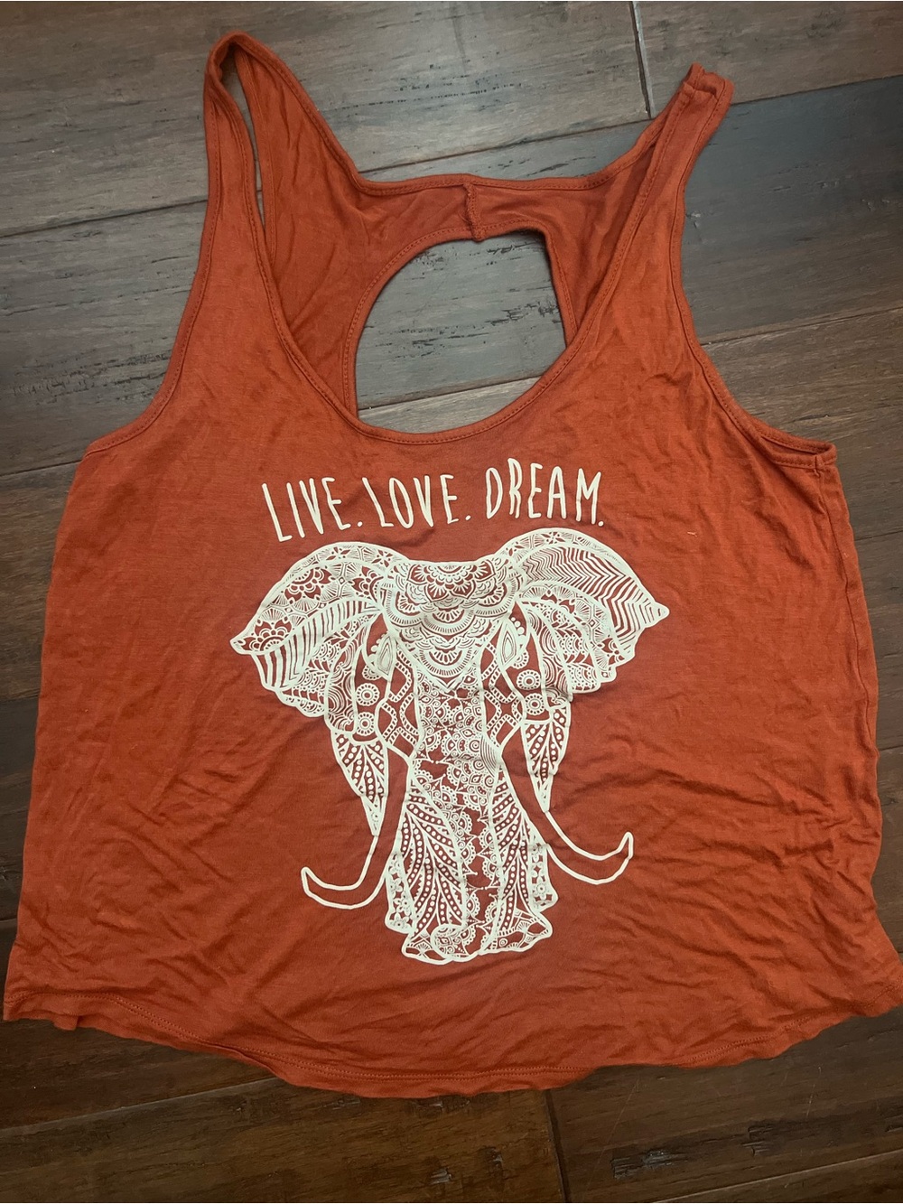 Rue21 Rust Tank Top with Cream Elephant Graphic